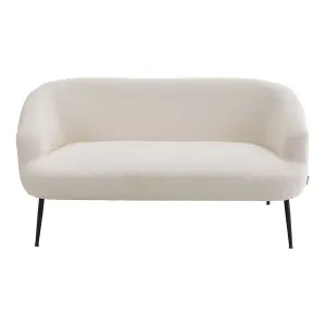 White Fabric Loveseat Sofa with Metal Legs&Pillows W 1440 mm