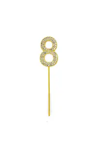 Gold 8 Sparkley Diamond Cake Topper Number 8 for Birthday Anniversary