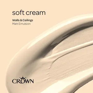 Crown Walls & Ceilings Matt Emulsion Paint Soft Cream - 2.5L