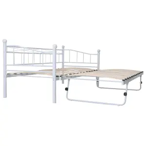 Berkfield Bed Frame White Steel 180x200/90x200 cm 6FT Super King