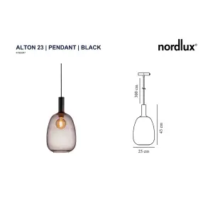 Nordlux Alton 23 Indoor Living Dining Glass Pendant Ceiling Light in Black (Diam) 23cm