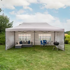 Pop Up 6x3 Gazebo With Sides Beige