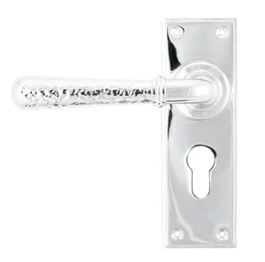 From The Anvil Polished Chrome Hammered Newbury Lever Euro Lock Set