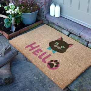 Cat Hello Coir Doormat (90 x 60cm)