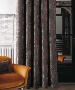 Home Curtains Camden Luxury Crushed Chenille Lined Blackout 45w x 72d" (114x183cm) Chocolate Pencil Pleat Curtains (PAIR)