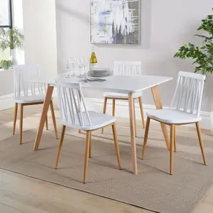 Home Source Fleur Table and 4 White Lucy Chairs