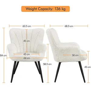 Yaheetech Ivory Upholstered Curved Back Fabric Armchair