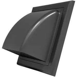 Grey Gravity Flap for 150 mm / 6" Round Wall Outlet - Ventilation Duct Cover with Non-Return Shutters and Rear Spigot