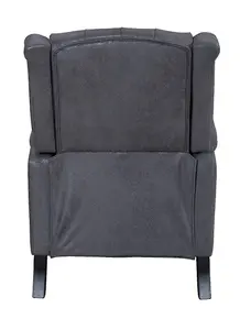 Faux Leather Suede Grey Marianna Manual Recliner Wingback Chair