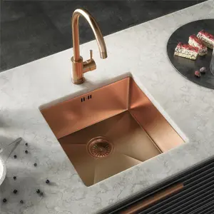 Liquida EL440CP 1.0 Bowl Copper PVD Undermount Kitchen Sink With Waste