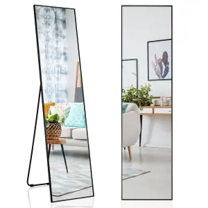 Costway Full Length Mirror Rectangular Dressing Mirror Floor-standing or Wall-mounted