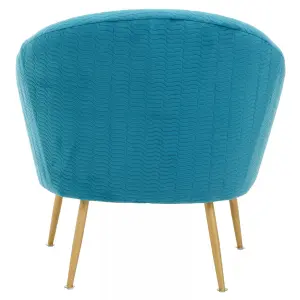 Interiors by Premier Blue Occasional Chair, Luxury Blue Velvet Occasional Chair, Comfortably Fashionable Blue and Gold Chair