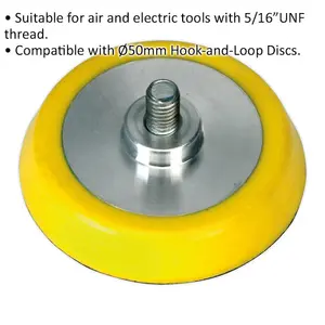 50mm Hook and Loop Backing Pad - 5/16 Inch UNF Thread - Angle Grinder Disc