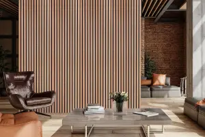 Fuse Acoustic Wooden Wall Panel in Brushed Copper, 2.4m x 0.6m