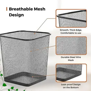 MantraRaj 10L Square Mesh Wastebasket Trash Can Lightweight And Sturdy Pack Of 1 Metal Waste Paper Bin