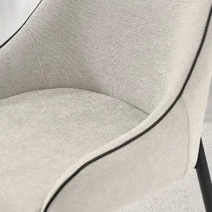 Furniturebox UK Beaumont 2x Cream Fabric Black Leg Dining Chair