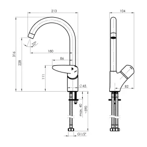 Hommix Rubineta Static-33 Kitchen Mixer Tap