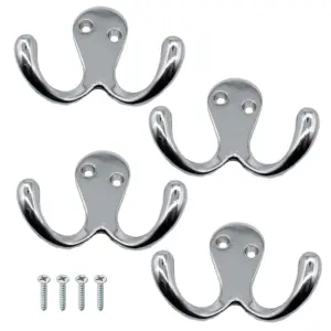 EAI - Chrome Double Twin Robe Hook Coat Hook - Pack of 4