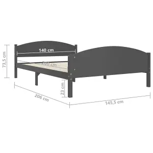 Berkfield Bed Frame Dark Grey Solid Pine Wood 140x200 cm