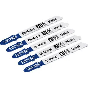 5-Pack 75mm Bi-Metal Jigsaw Blade Set with Milled and Wavy Teeth for Precision Cutting