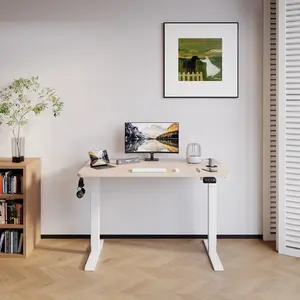 Hieronymus Electric Height Adjustable T-Shape Standing Desk Black / White / 122 x 120 x 60 cm