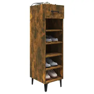 Shoe Cabinet Smoked Oak 30x35x105 cm Engineered Wood