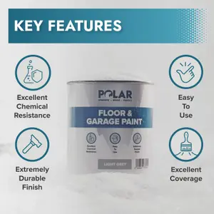 Polar Grey Garage Floor Paint - 5 Litres Hard Wearing - Tough & Durable