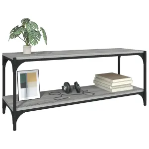 Berkfield TV Cabinet Grey Sonoma 100x33x41 cm Engineered Wood and Steel