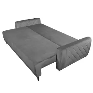 Roma 3 Seater Sofa Bed with Storage - Grey (VELUTTO18)