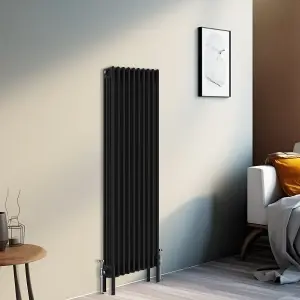 Right Radiators 1500x470 mm Vertical Traditional 4 Column Cast Iron Style Radiator Black