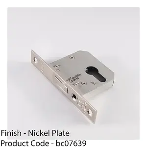 64mm Residential EURO Profile Deadlock - Polished Nickel Fire Door Rated Lock