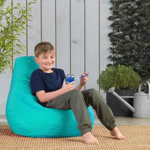 Veeva Kids High Back Bean Bag Aqua Blue Indoor Outdoor Childrens Bean Bags