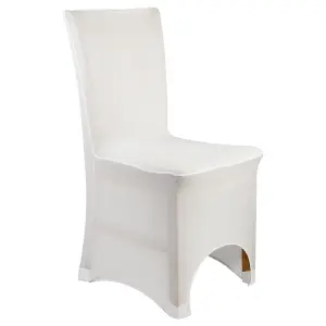 Polyester Spandex Chair Cover for Wedding Decoration - White, Pack of 1