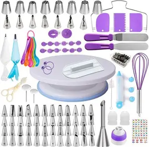 Cake Decorating Kit,137Pcs Cake Decorating Supplies With Cake Turntable For Decorating,Pastry Piping Bag,Russian Piping Tips Baking Tools, Cake