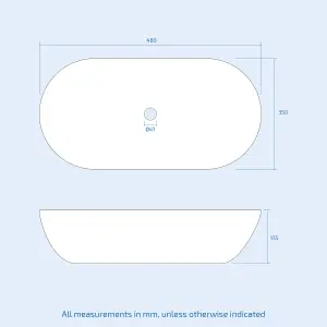 Nes Home Alveley 480 x 350mm Oval Cloakroom Counter Top Basin Sink Bowl Gloss White