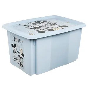 Keeeper Mickey Mouse Turn Around Stackable Box with Lid 45 Litre Cloudy Blue