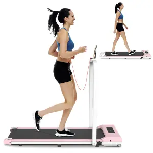 2 in 1 Folding Treadmill, Under Desk Electric Treadmill, Walking and Jogging for Home&Office(Pink)