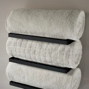 5 Tier Wall Mounted Towel Rack Black