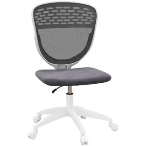 Vinsetto Desk Chair, Height Adjustable Mesh Office Chair with Wheels, Grey