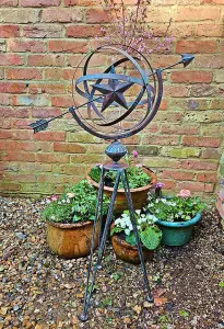 Decorative Metal Armillary Sphere Globe Garden Sculpture with Star