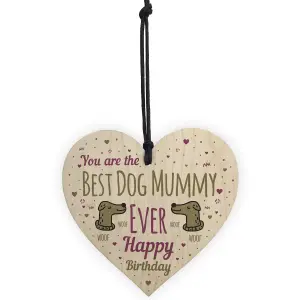 Red Ocean Best Dog Mummy Funny Mum Birthday Gifts Wooden Heart Humour Dog Gifts Dog Sign Keepsake