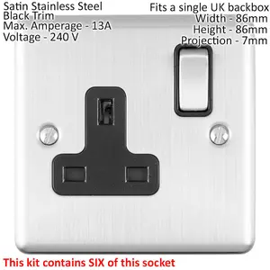 SATIN STEEL House Socket & Switch Set -14x Light & 26x Switched UK Power Sockets