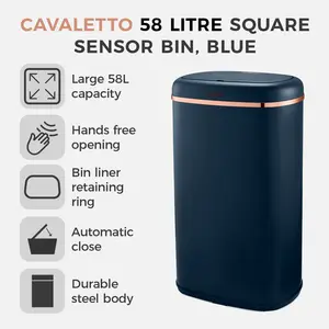 Cavaletto Steel Open Rubbish Bin - 58L Midnight Blue / Rose Gold