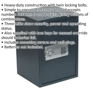 Secure Electronic Combination Cash Safe with 2 Bolt Lock - Wall Mounted 350mm x 330mm x 500mm