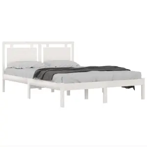 Berkfield Bed Frame White Solid Wood 180x200 cm 6FT Super King