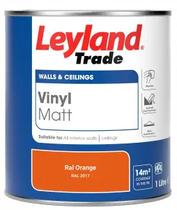 Leyland Trade Vinyl Matt Walls & Ceilings Emulsion Paint Ral Orange (RAL 2017) 1L