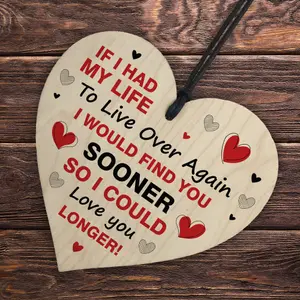 Red Ocean Valentines Gift For Him Or Her Love You Longer Valentines Day Gift Anniversary Present Wooden Heart