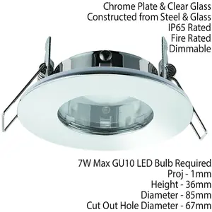 IP65 Bathroom Slim Round Ceiling Downlight Chrome Plate Recessed LED GU10 Lamp