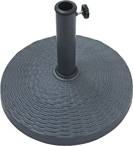 Ram 10kg Weight Black Weave Parasol Base With Rattan Effect Weave Style Base Umbrella Stand 52cm Diameter