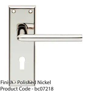 PAIR Rounded Lever On Lock Backplate Door Handle 150 x 50mm Polished Nickel